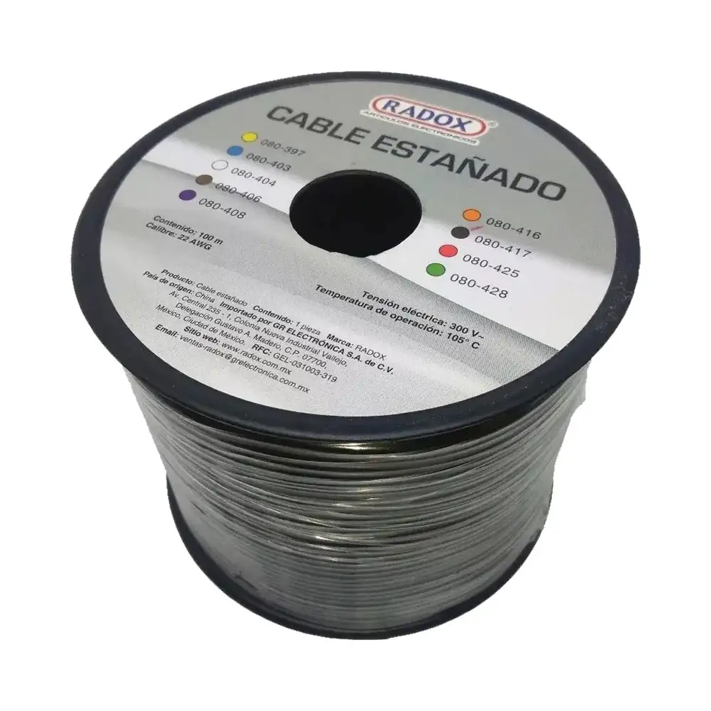 Cable Estañado Calibre 22 AWG (Negro)