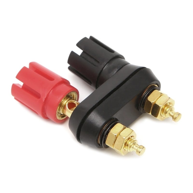 Conector Doble Plug Banana, Rojo/Negro